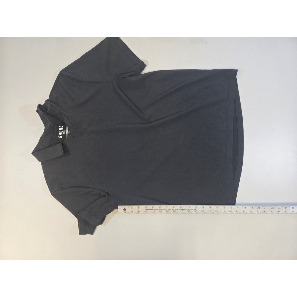 Rhone Mens Links Golf Black V-Neck S/S Polo Shirt Performance Stretch M - Picture 14 of 14